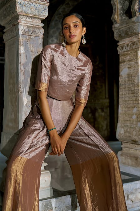 Dash And Dot Banaras Tissue Drape Pant 