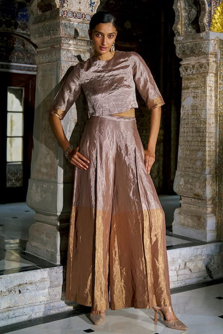 Dash And Dot Banaras Tissue Pant Set 