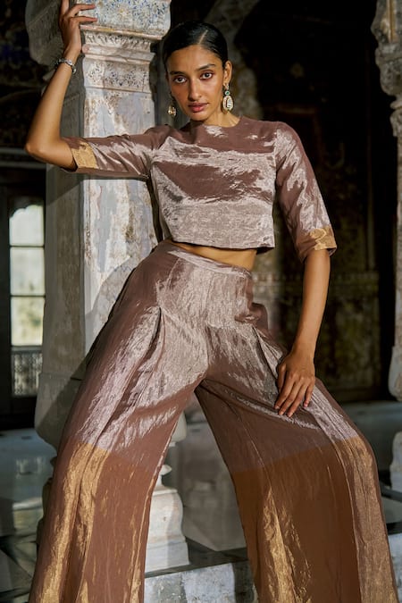 Dash And Dot Banaras Tissue Pant Set 