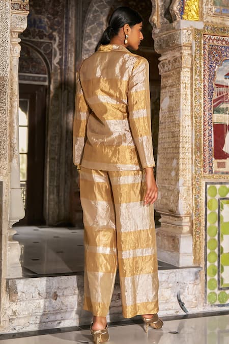 Dash And Dot Banaras Tissue Blazer 