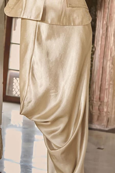 Dash And Dot_Ivory Polyester Brocade Skirt _Online_at_Aza_Fashions
