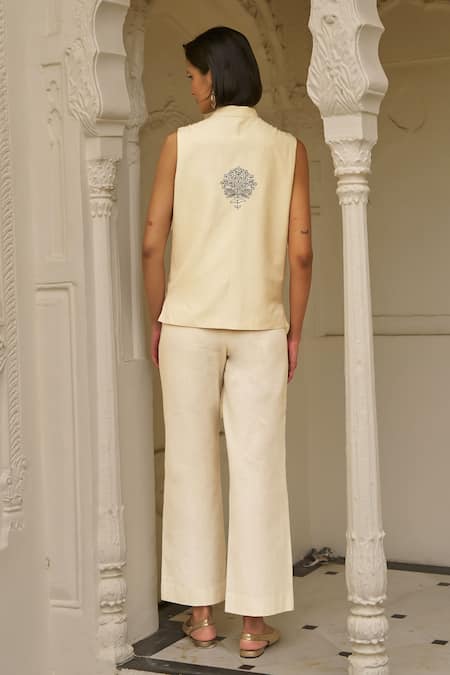 Dash And Dot Beige Motif Pant Set 