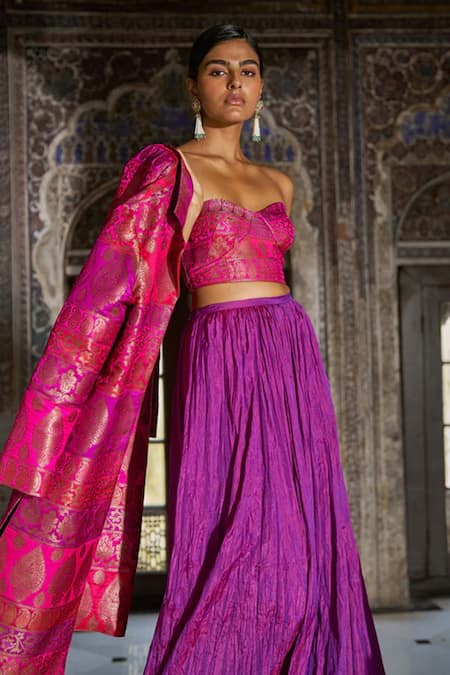 Dash And Dot_Purple Crushed Crinkle Maxi Skirt _Online_at_Aza_Fashions