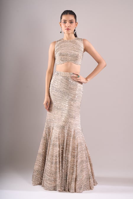 Samyukta Singhania Sequined Hand Embroidered Mermaid Lehenga Set 