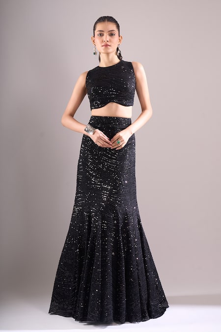 Samyukta Singhania Sequined Hand Embroidered Lehenga Set 