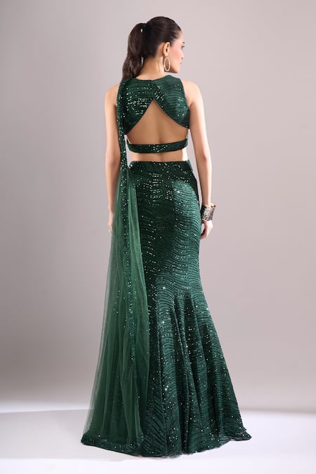 Samyukta Singhania Sequined Wavy Hand Embroidered Lehenga Set 