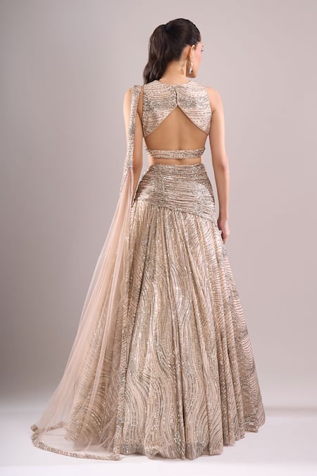 Samyukta Singhania Sequined Hand Embroidered Lehenga Set 