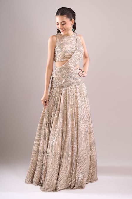 Samyukta Singhania Sequined Hand Embroidered Lehenga Set 