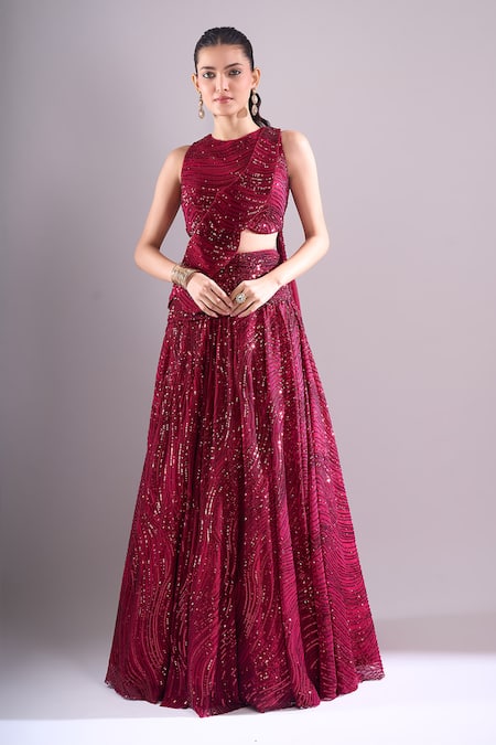 Samyukta Singhania Sequined Hand Embroidered Lehenga Set 