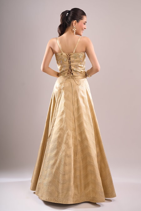 Samyukta Singhania Brocade Hand Embroidered Lehenga Set 