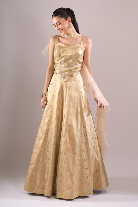 Samyukta Singhania Brocade Hand Embroidered Lehenga Set 