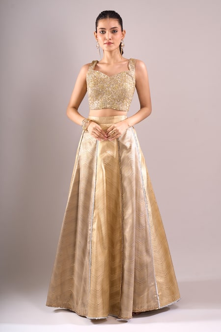 Samyukta Singhania Brocade Hand Embroidered Lehenga Set 