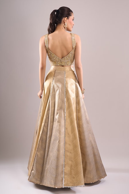 Samyukta Singhania Brocade Hand Embroidered Lehenga Set 