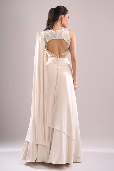 Samyukta Singhania Hand Embroidered Blouse & Draped Lehenga Set 