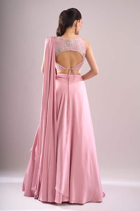 Samyukta Singhania Hand Embroidered Blouse & Draped Lehenga Set 