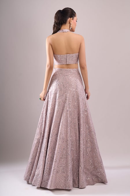 Samyukta Singhania Geometric Hand Embroidered Blouse Lehenga Set 