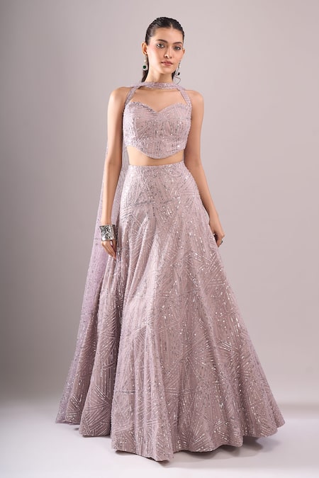 Samyukta Singhania Geometric Hand Embroidered Blouse Lehenga Set 