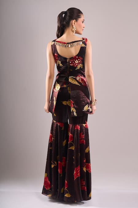 Samyukta Singhania Printed Hand Embroidered Blouse & Sharara Set 