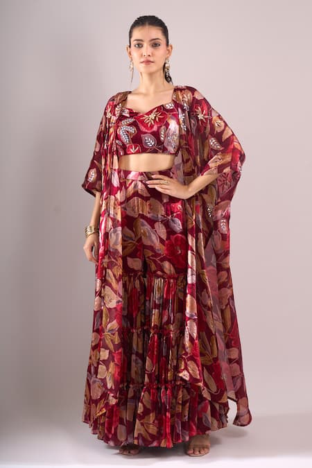 Samyukta Singhania Printed Hand Embroidered Jacket Sharara Set 