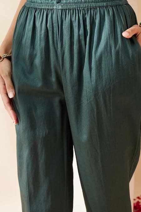 Buy_Mushio_Magenta Chanderi, Cotton, Silk, Tissue Embroidery, Floral Rashika Kurta Set 