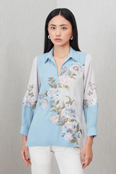 RANNA GILL Florensa Floral Embroidered Top 