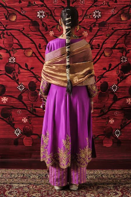 Shalkii Kalidaar Kurta & Striped Pant Set 