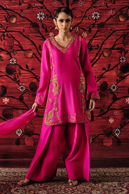 Shalkii Embroidered Silk Kurta Farshi Salwar Set 