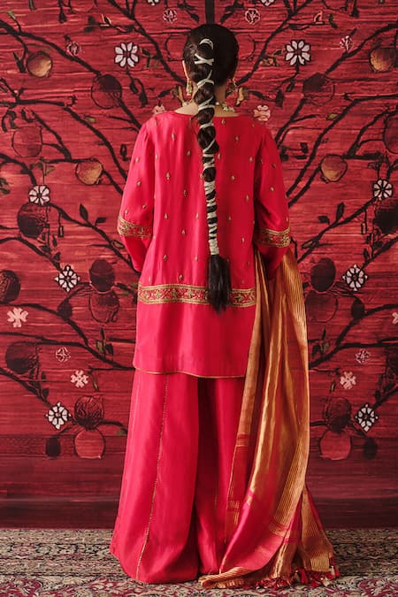 Shalkii Embroidered Short Kurta Gharara Set 
