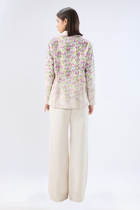 Raw & Rustic By Niti Bothra Ivory Floral Print Blazer Set 