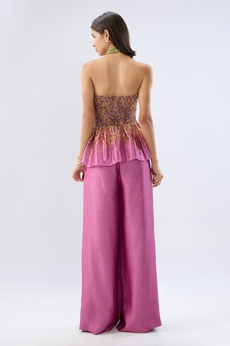 Raw & Rustic By Niti Bothra Floral Print Peplum Top & Flared Pant Set 