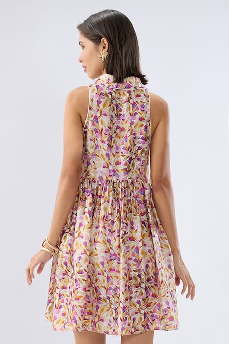 Raw & Rustic By Niti Bothra Ivory Sleeveless Floral Print Dress 
