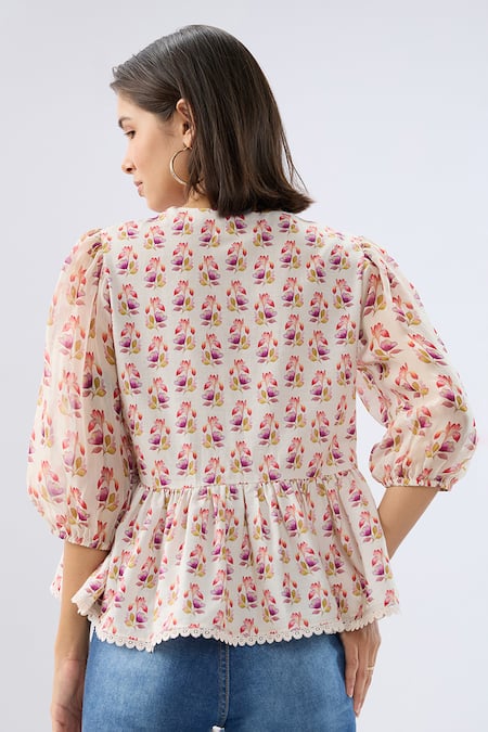 Raw & Rustic By Niti Bothra Floral Print Peplum Top 