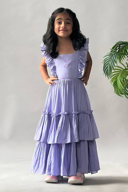 Merge Design Back Tie-Up Ruffled Tiered Dress 