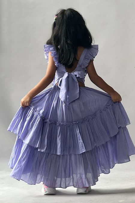 Merge Design Back Tie-Up Ruffled Tiered Dress 