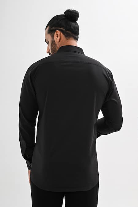 Shop Kalpana Naik Black Cotton Satin Embroidery, Beads Antler Grace Hand Shirt at Aza Fashions Shop_Kalpana Naik_Black Cotton Satin Embroidery, Beads Antler Grace Hand Shirt _at_Aza_Fashions