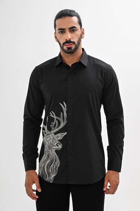 Buy Kalpana Naik Black Cotton Satin Embroidery, Beads Antler Grace Hand Shirt Online at Aza Fashions Buy_Kalpana Naik_Black Cotton Satin Embroidery, Beads Antler Grace Hand Shirt _Online_at_Aza_Fashions