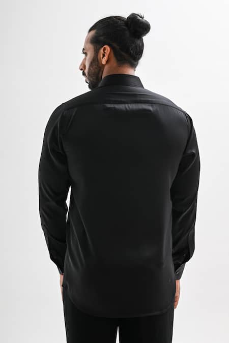 Shop Kalpana Naik Black Cotton Satin Embroidery Golden Stallion Hand Shirt at Aza Fashions Shop_Kalpana Naik_Black Cotton Satin Embroidery Golden Stallion Hand Shirt _at_Aza_Fashions