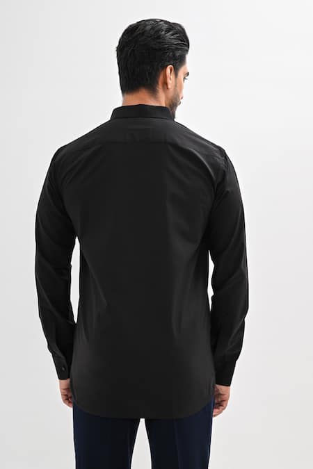 Shop Kalpana Naik Black Cotton Satin Embroidery Bunny Tales Hand Shirt at Aza Fashions Shop_Kalpana Naik_Black Cotton Satin Embroidery Bunny Tales Hand Shirt _at_Aza_Fashions