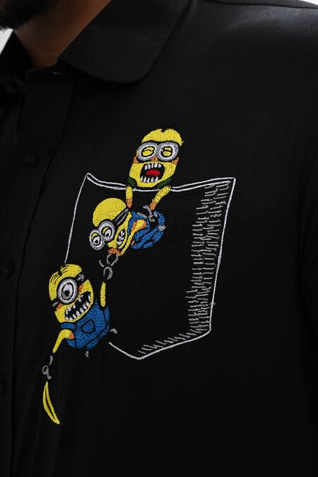 Buy Kalpana Naik Black Cotton Satin Embroidery Tiny Tribe Hand Shirt Buy_Kalpana Naik_Black Cotton Satin Embroidery Tiny Tribe Hand Shirt