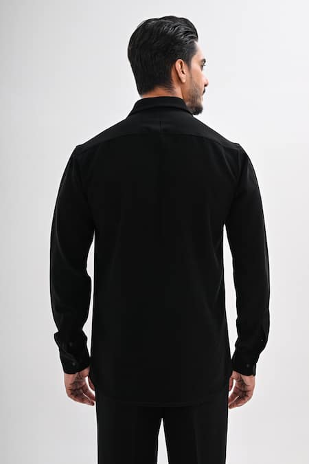 Shop Kalpana Naik Black Crepe Embroidery, Beads The Line Edit Hand Shirt at Aza Fashions Shop_Kalpana Naik_Black Crepe Embroidery, Beads The Line Edit Hand Shirt _at_Aza_Fashions