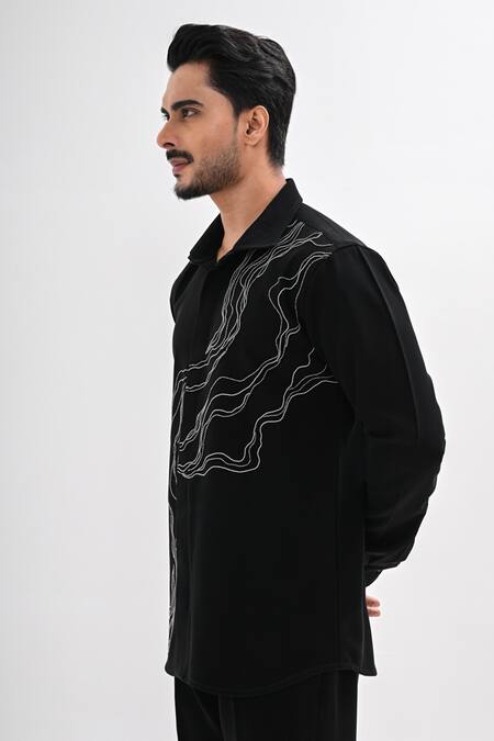 Buy Kalpana Naik Black Crepe Embroidery, Beads The Line Edit Hand Shirt Online at Aza Fashions Buy_Kalpana Naik_Black Crepe Embroidery, Beads The Line Edit Hand Shirt _Online_at_Aza_Fashions