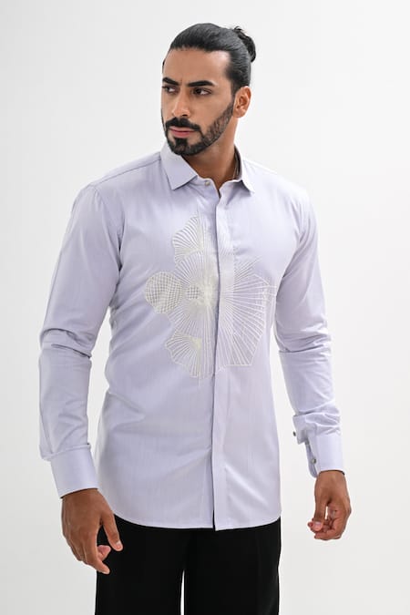 Kalpana Naik Grey Mist Hand Embroidered Shirt 