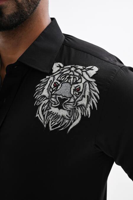 Buy Kalpana Naik Black Cotton Satin Embroidery, Beads Wild Loom Hand Shirt Buy_Kalpana Naik_Black Cotton Satin Embroidery, Beads Wild Loom Hand Shirt