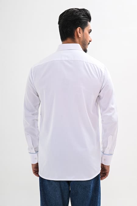 Shop Kalpana Naik White Cotton Satin Embroidery Corded Rays Hand Shirt at Aza Fashions Shop_Kalpana Naik_White Cotton Satin Embroidery Corded Rays Hand Shirt _at_Aza_Fashions