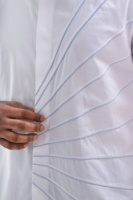 Kalpana Naik White Cotton Satin Embroidery Corded Rays Hand Shirt at Aza Fashions Kalpana Naik_White Cotton Satin Embroidery Corded Rays Hand Shirt _at_Aza_Fashions