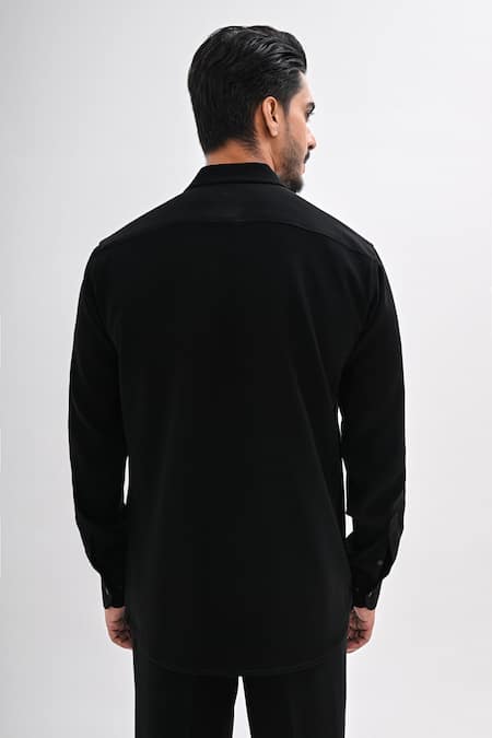 Shop Kalpana Naik Black Crepe Embroidery, Beads Nectaring Threads Hand Shirt at Aza Fashions Shop_Kalpana Naik_Black Crepe Embroidery, Beads Nectaring Threads Hand Shirt _at_Aza_Fashions