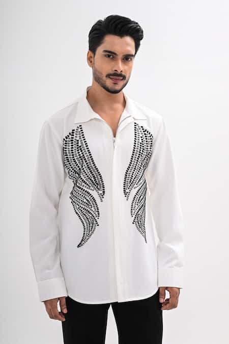 Kalpana Naik Aqua Graphica Hand Embroidered Shirt 