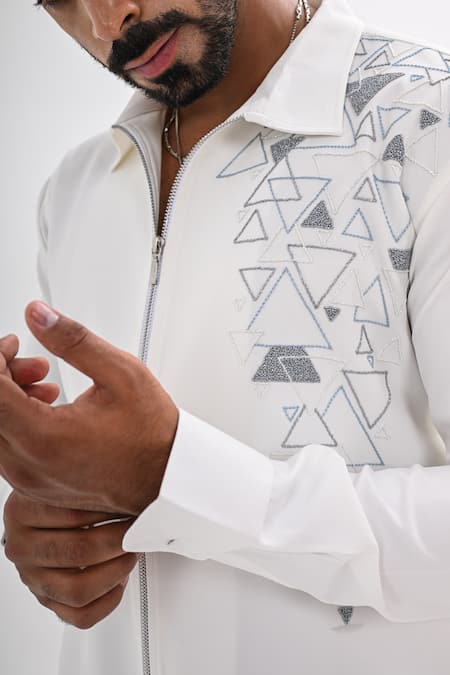 Shop_Kalpana Naik_White Crepe Embroidery, Beads Horizon Wings Hand Shirt _Online_at_Aza_Fashions