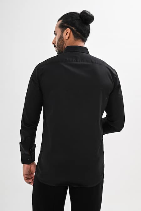 Shop Kalpana Naik Black Cotton Satin Crystals, Embroidery Bear Hand Shirt at Aza Fashions Shop_Kalpana Naik_Black Cotton Satin Crystals, Embroidery Bear Hand Shirt _at_Aza_Fashions