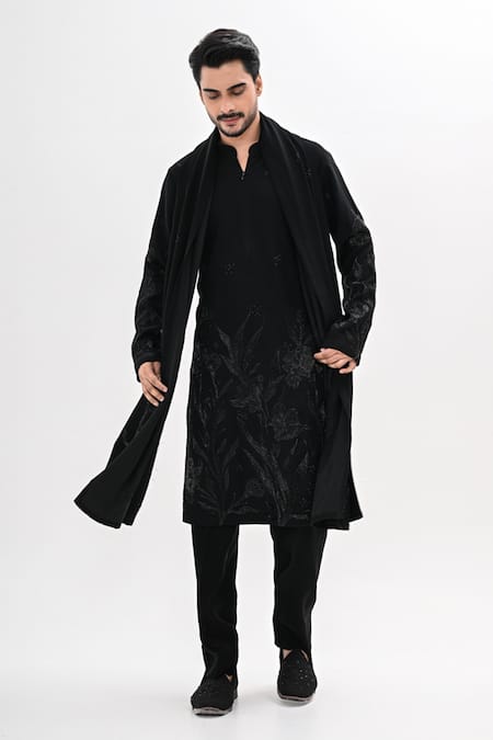 Kalpana Naik Black Crepe Embroidery Gulzaar Hand Kurta Set 